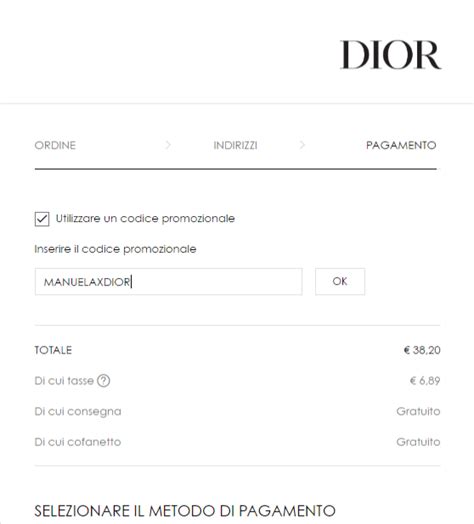 codice promozionale dior
